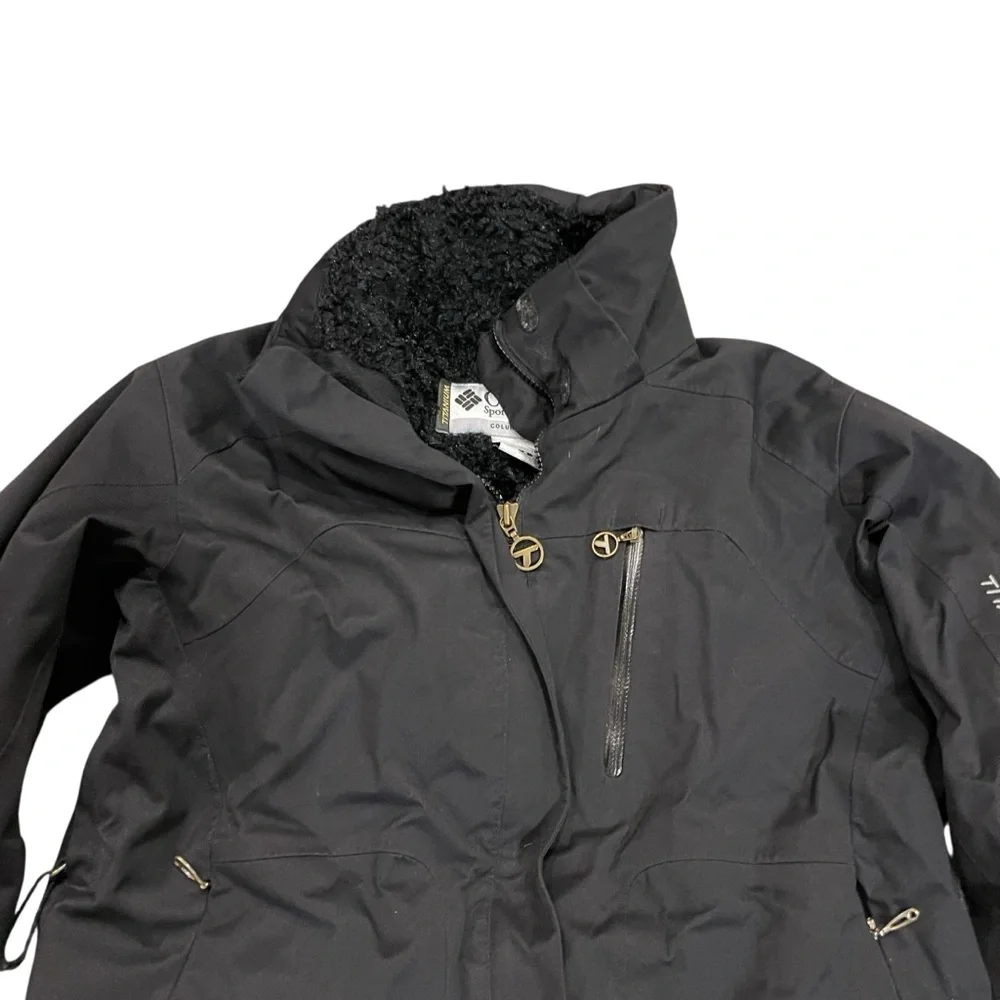 Columbia Titanium Omni-Tech Black Ski Jacket  Coat  Embroidered Detail Women’s - Picture 3 of 12